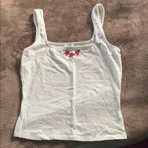 Grey tanktop with roses from garage!